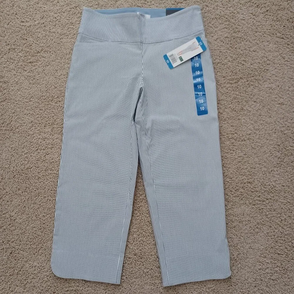 Women's Capri, Blue/Gray Pinstripe, Size 10, NWT - Picture 2 of 5